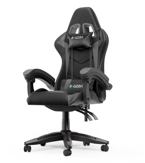 Bigzzia Gaming Chair Office Chair, Ergonomic Game Chair with Headrest & Lumbar Pillow, Black