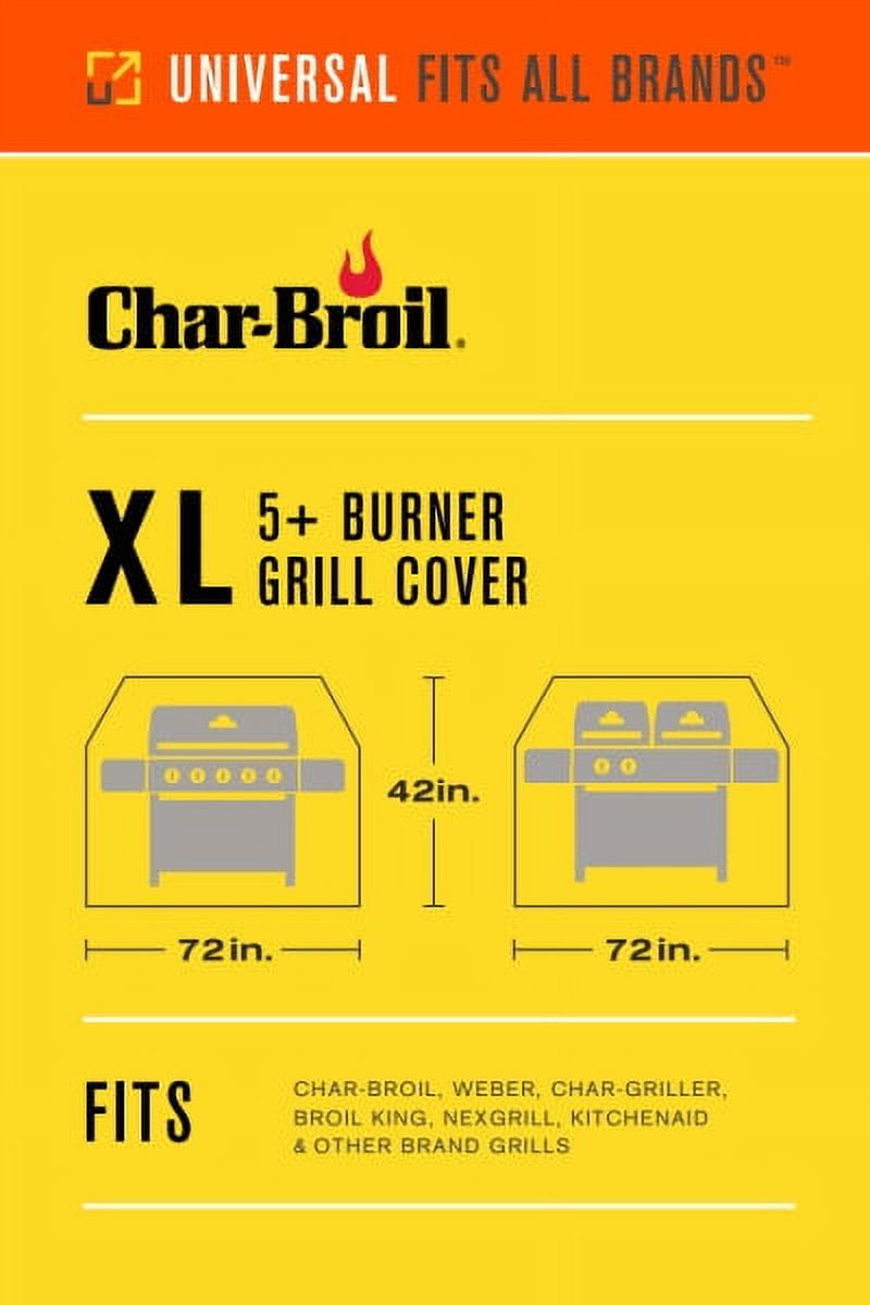 Char-Broil Universal XL 5+ burner grill cover, 42Lx72W, Black