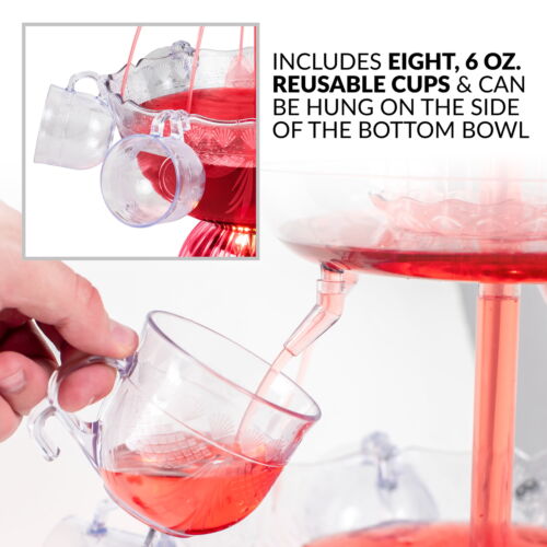 LPF230 3-Tier Lighted Party Fountain, Includes 8 Reusable Cups