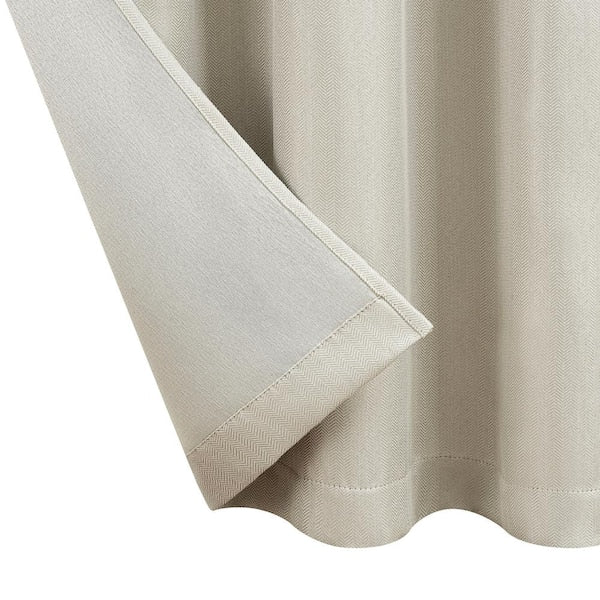 Tanner 38 in. W x 84 in. L Tiebacks Grommet Room Darkening Curtain in Ivory (2-Panels)