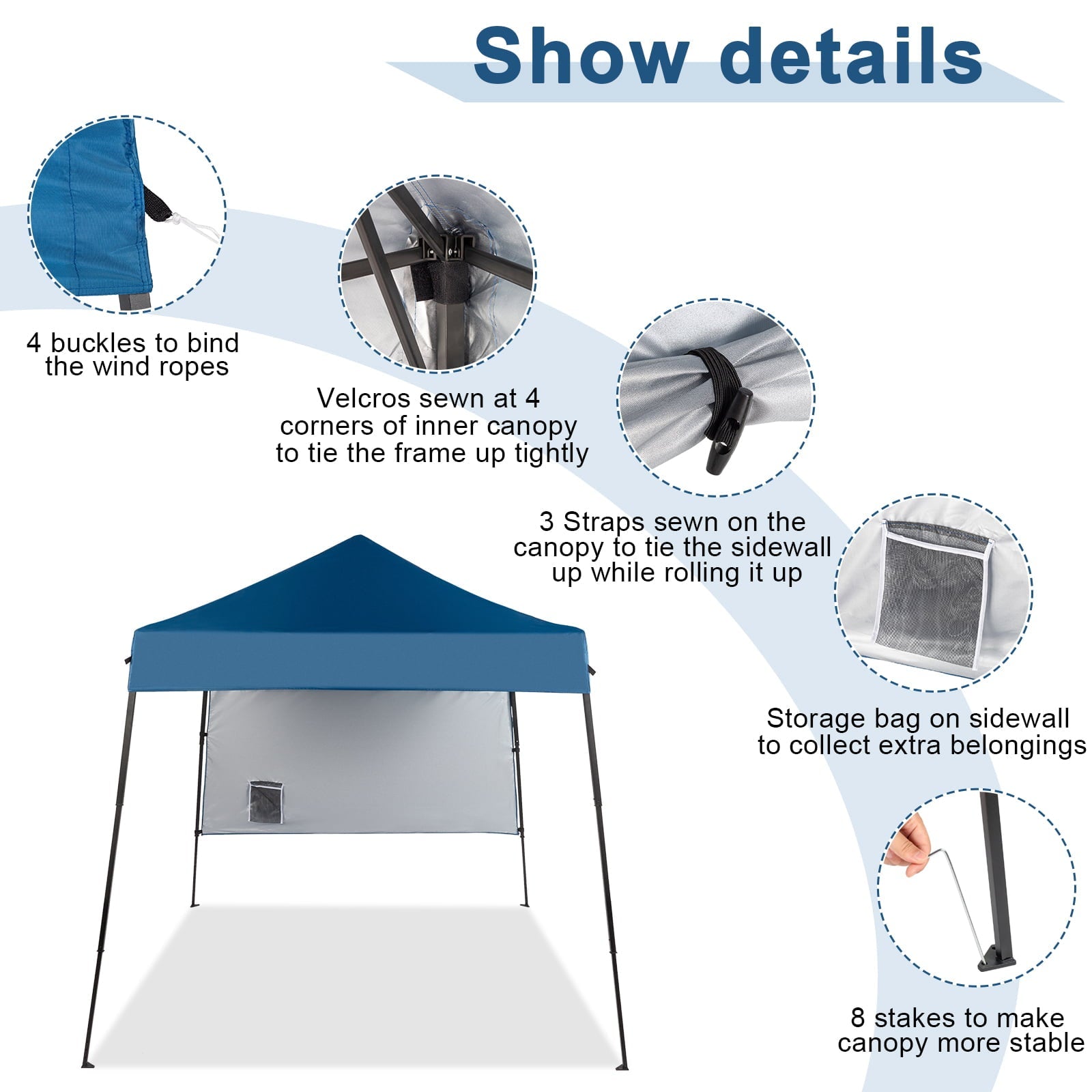 Winado Pop Up 6x6ft  Leg Tube Patio Tent Folding Gazebo Backyard Canopy