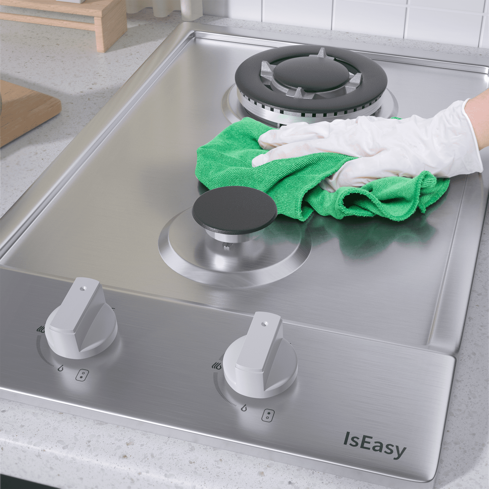 IsEasy Gas Cooktop, 12” 2 Burners Gas Hob, Stainless Steel Built-in Gas Hob Stove Top with NG/LPG Dual Fuel Conversion Kit