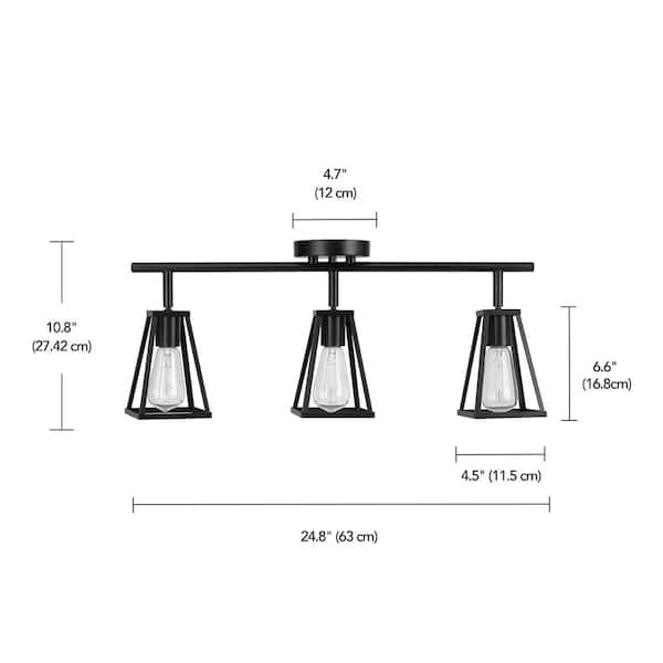 2 ft. 3-Light Matte Black Fixed Track Lighting Kit