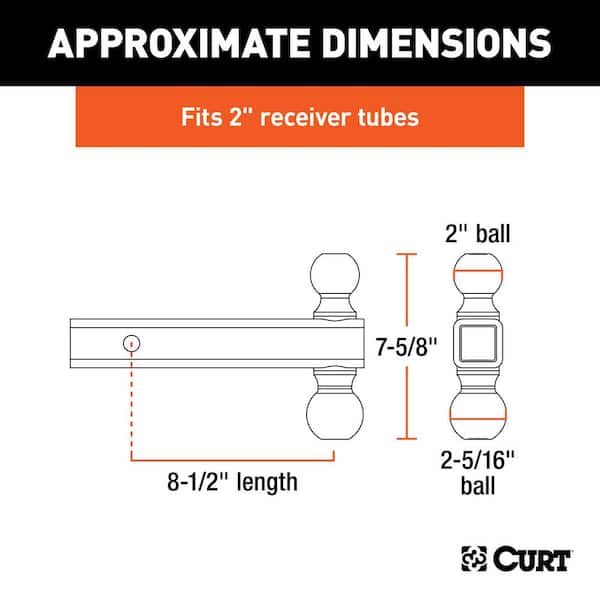 Multi-Ball Trailer Hitch Ball Mount Draw Bar (2 in. Solid Shank, 2 in. & 2-5/16 in. Black Balls)