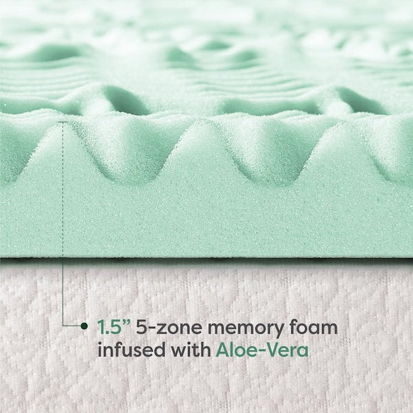 1.5 in. Queen 5-Zone Memory Foam Mattress Topper with Aloe Vera Infusion