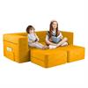 Wanan Kids Couch with Two Ottoman, Toddler Couch Sofa for Kids, Modular Kids Sofa Couch with Washable Covers, Play Couch Foldable Loveseat, Kids Fold Out Couch Lounger (Gray)