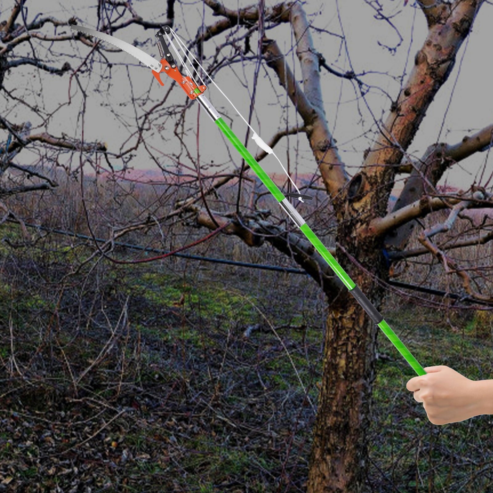 YIYIBYUS 26ft Tree Trimmer Manual Pole Pruner Tree Branch Cutter Set Hand Pole Saws Garden Extension Cutting Tools