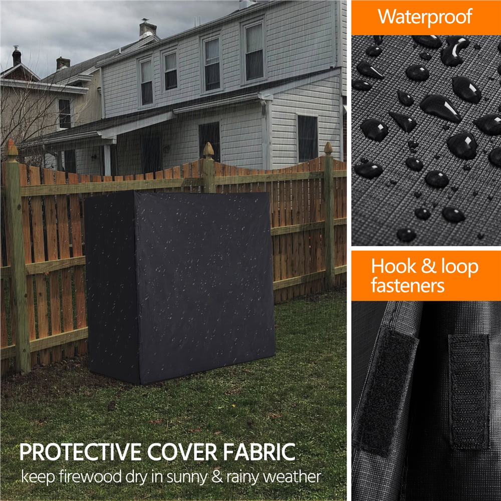 Topeakmart 4ft Metal Firewood Log Rack Storage Holder for Outdoor, Black