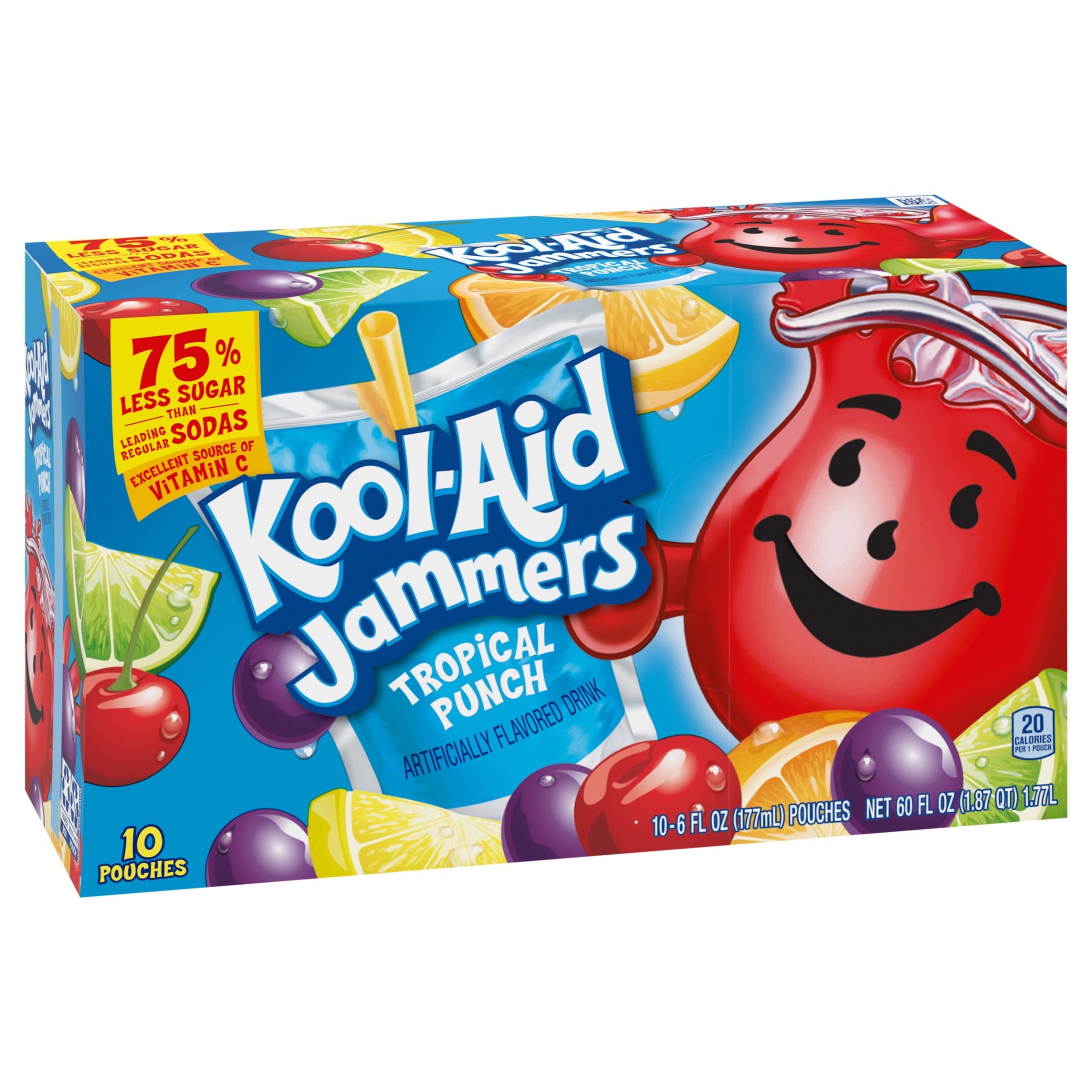 Kool Aid Jammers Tropical Punch Kids Drink 0% Juice Box Pouches, 10 Ct Box, 6 fl oz Pouches