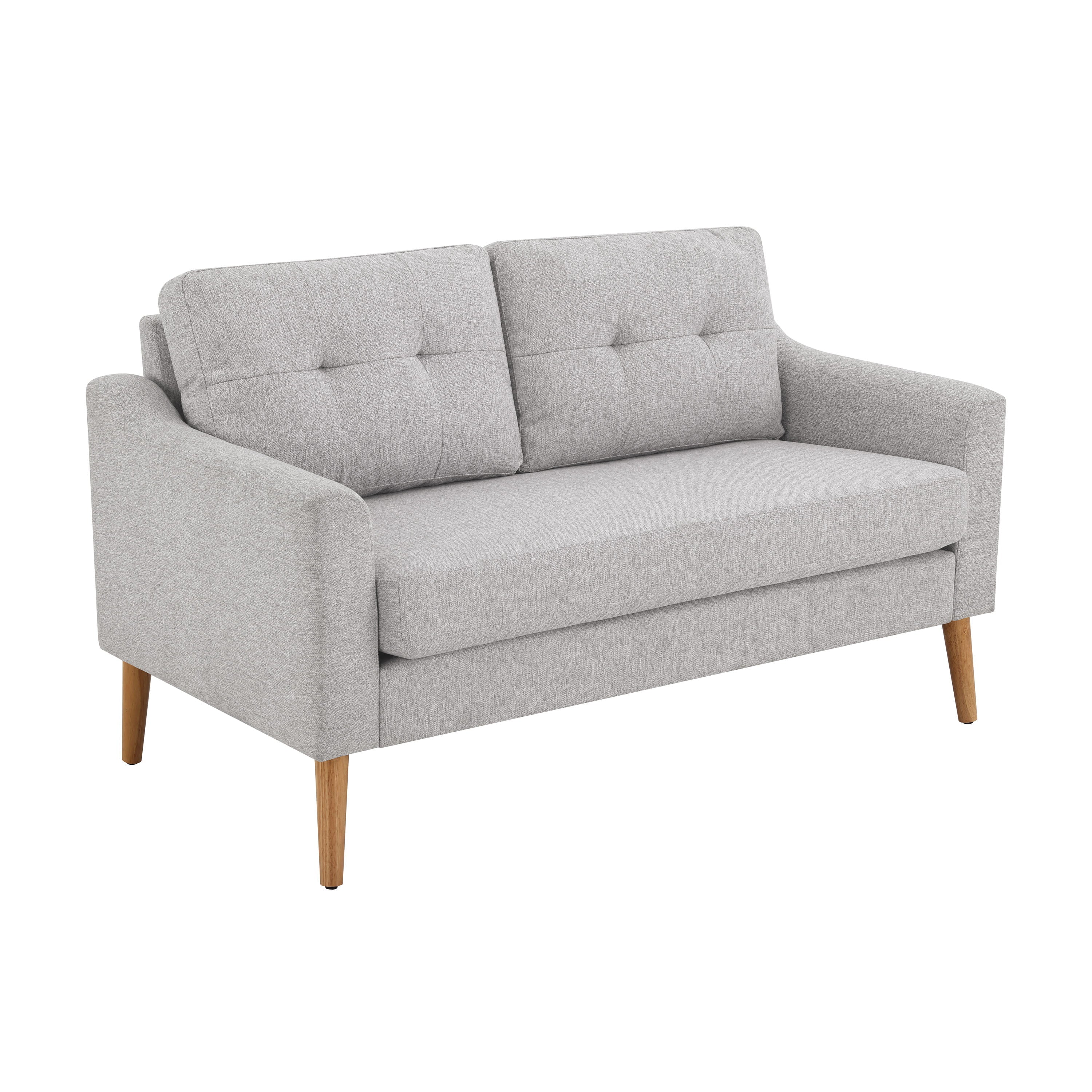 Serta Brighton Mid-Century Modern Style 2 Seater Loveseat with Ottoman, Light Grey Fabric