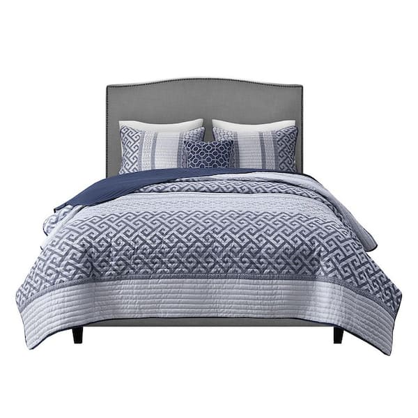 Christian 4-Piece Navy King/California King Reversible Jacquard Coverlet Set