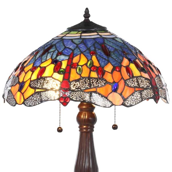 Tiffany Red Dragonfly 25 in. Bronze Table Lamp