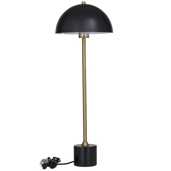 28 in. Black Metal Umbrella Style Task and Reading Desk Lamp with Marble Base