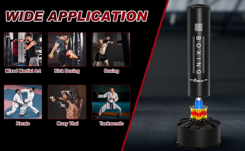 XDDIAS Freestanding Punching Bag 67in-182lbs with with Stand for Adult Youth Kids - Freestanding Boxing Bag for Home Gym Office,Black