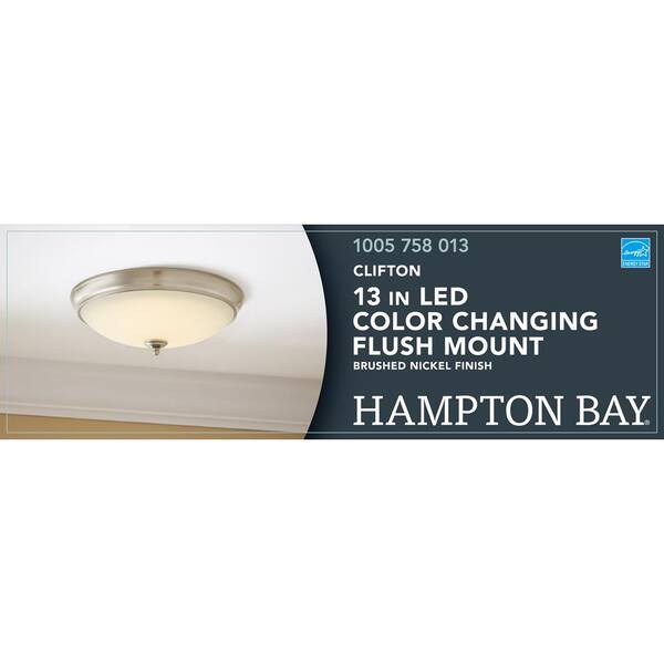 Clifton 13 in. Brushed Nickel Selectable LED Flush Mount