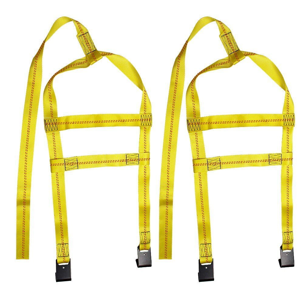 Carbole 2Pcs Car Tire Basket Straps, Adjustable Tire Tow Straps Wheel Net Tow Dolly with Flat Hook, Yellow