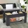 NiamVelo Wooden Lift Top Coffee Table with Hidden Compartment and Storage Shelf for Living Room, Espresso