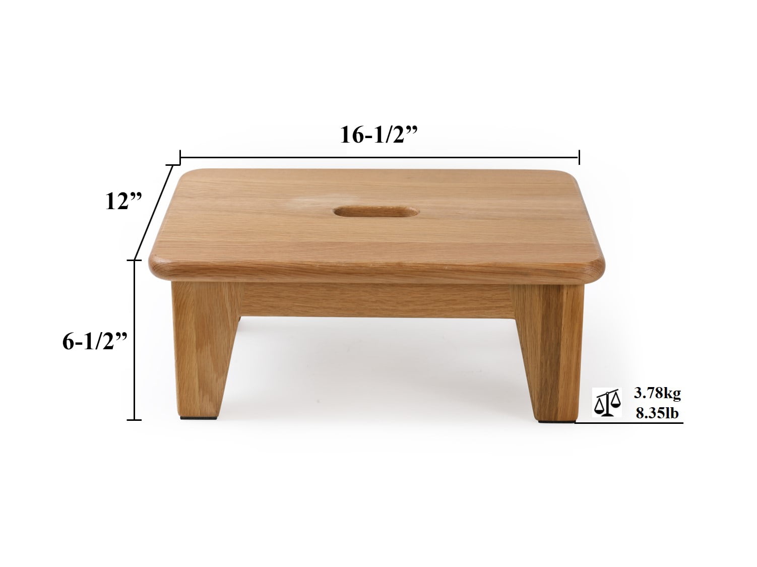 CONSDAN Step Stool for Bed, USA Grown Oak,Wooden Step Stool for Adults, One Step Stool for Seniors, 6.5