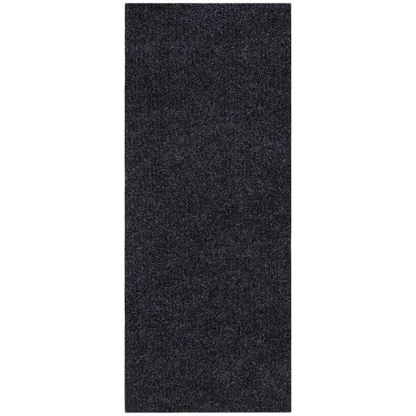 Ribbed Waterproof Non-Slip Rubberback Entryway Mat 2 ft. 7 in. W x 5 ft. L Black Polyester Garage Flooring