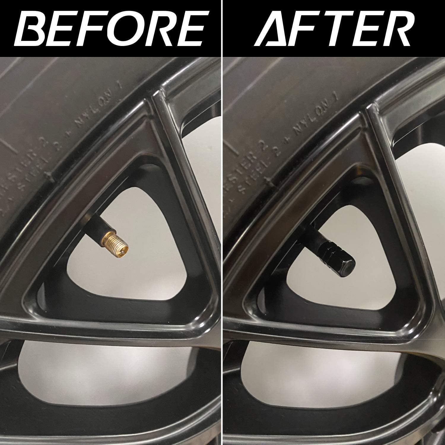 4 Black Aluminum Metal Wheel / Tire Valve Stem Car-Truck Air Caps Covers