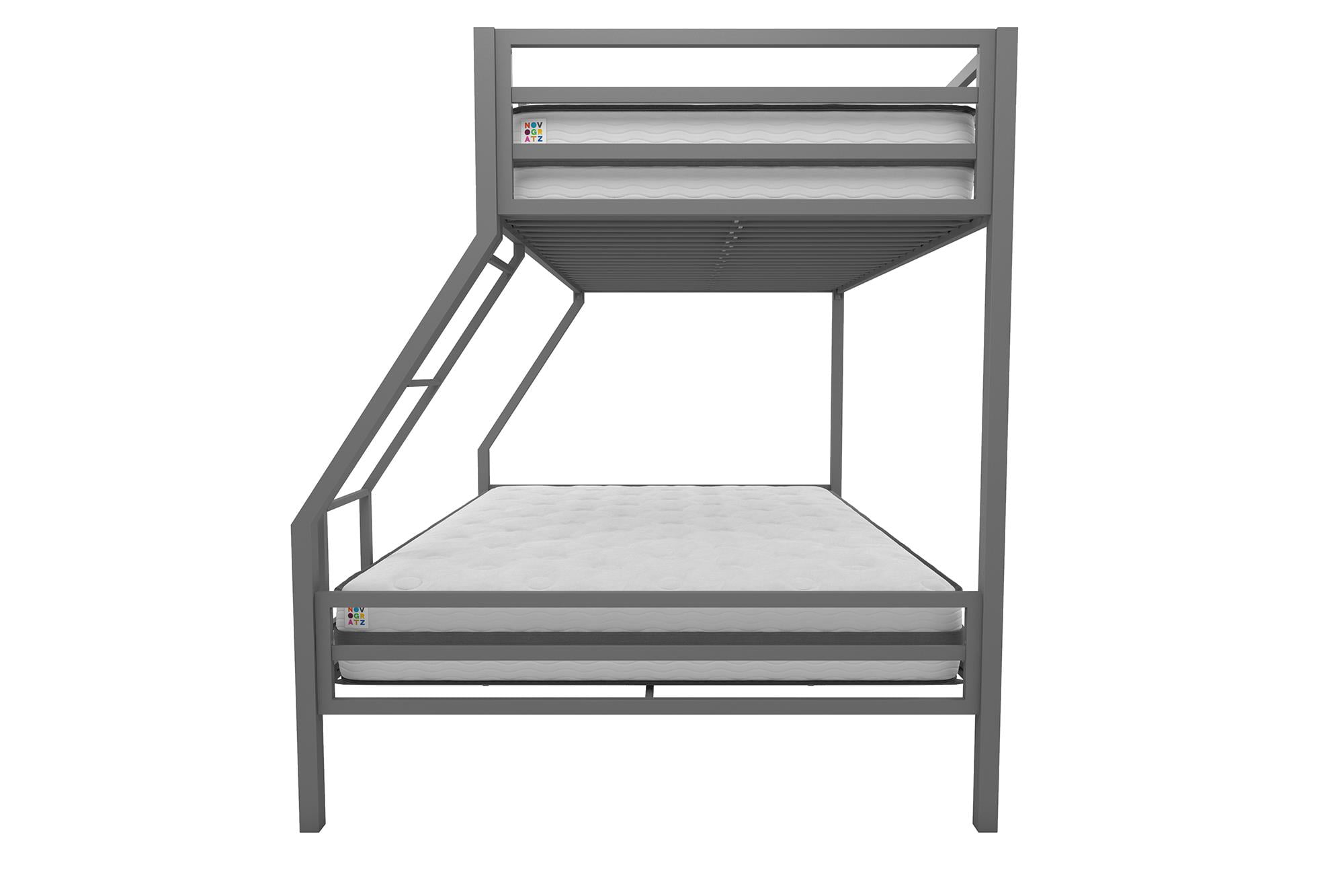 Teen Novogratz Charlie Twin-Over-Full Metal Bunk Bed, Gray