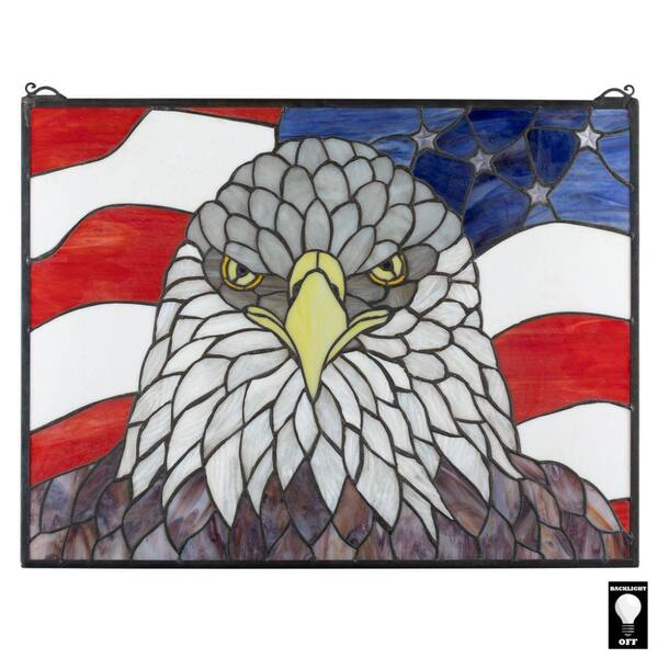 American Patriot's Bald Eagle Stained Glass Window Panel