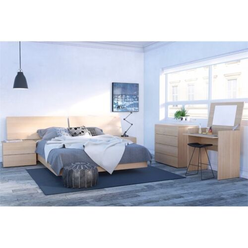 Nexera 341105 Wood Nightstand 2-Drawer Natural Maple