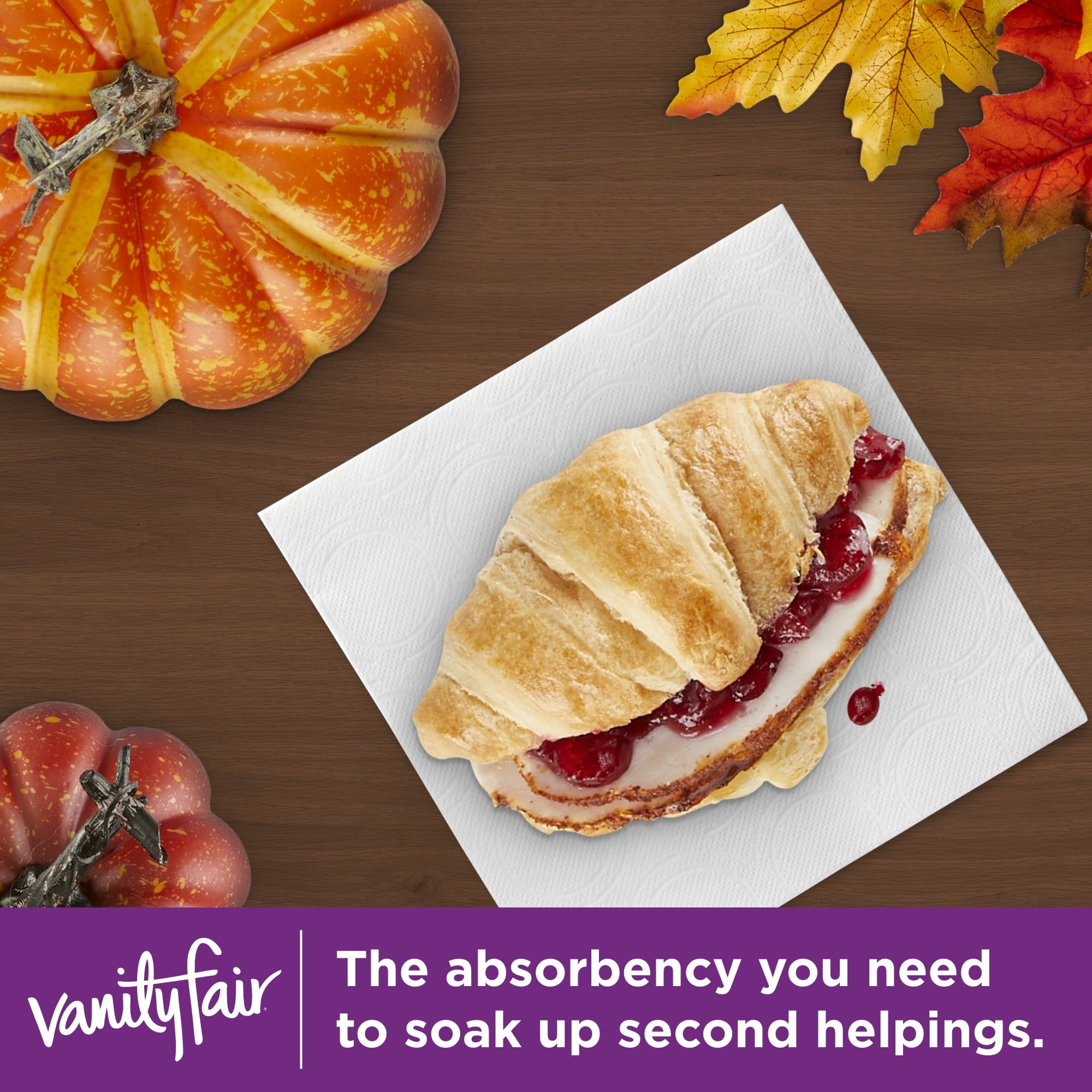 Vanity Fair Extra Absorbent Disposable Paper Napkins, White, 150 Count