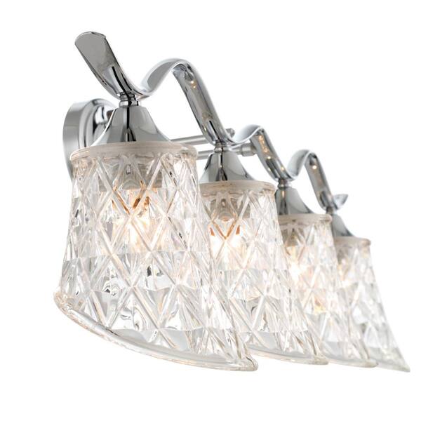 Brescia 31.5 in. 4-lights Chrome Vanity Light with Cut Crystal Glass Shade