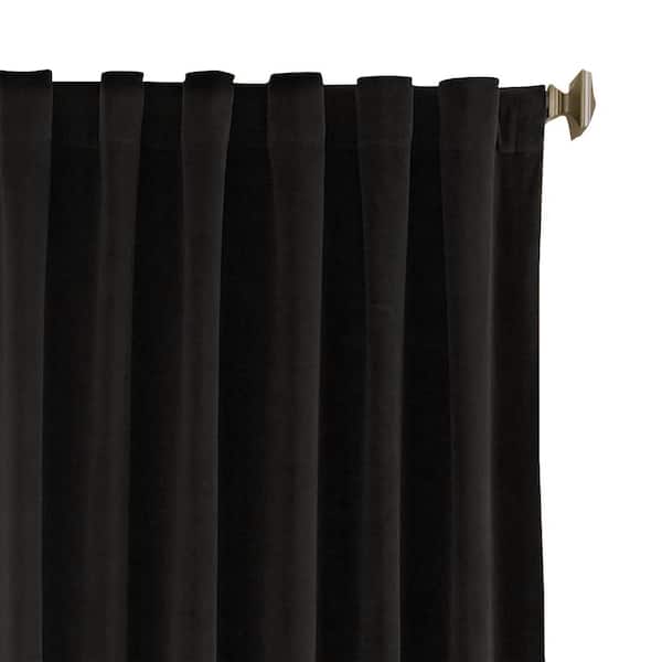 Bradley Theater  Black Solid Polyester 50 in. W x 63 in. L 100% Blackout Single Rod Pocket Back Tab Curtain Panel