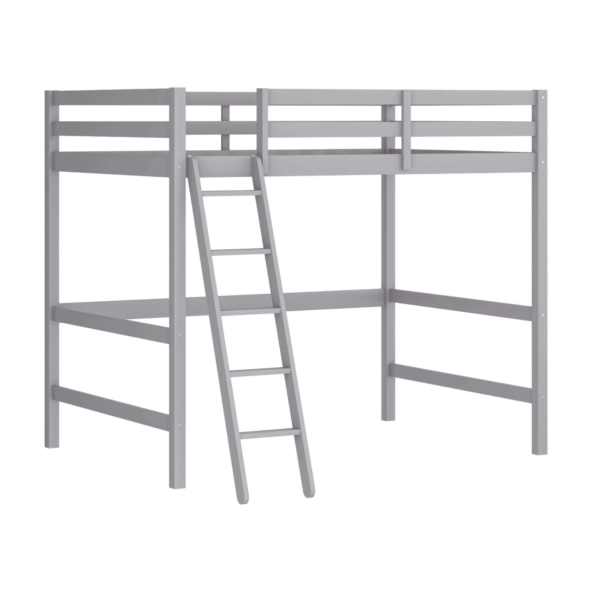 Hillsdale Campbell Wood Full Loft Bunk Bed with Ladder, up to 350 lbs Capacity, Gray