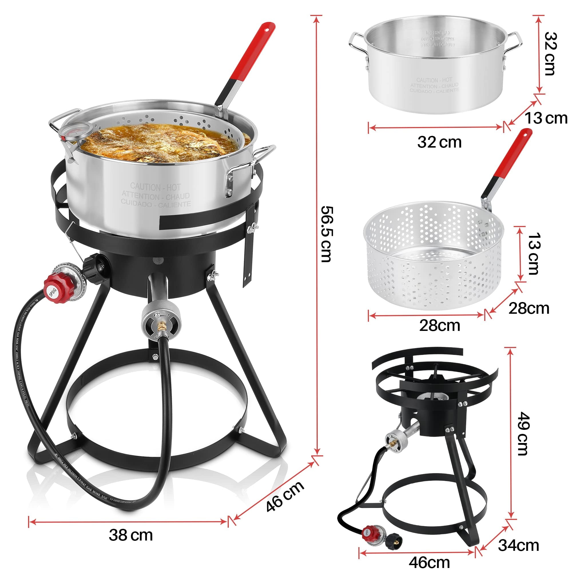 10 Qt Propane Outdoor Fish Fryer Set 50,000 BTU, Aluminum Seafood Boiler Steamer Kit Crawfish Fish Fryer Stock Pot