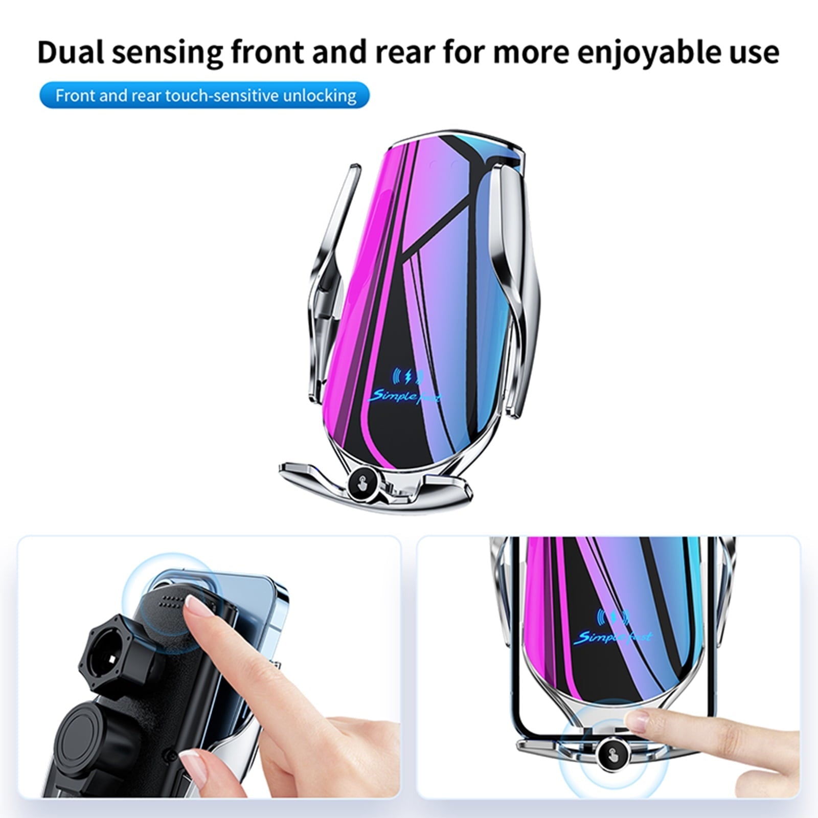 Wireless Car Charger, Electric Induction 15W Wireless Charger Car Vent Mount Bracket Fast Charging Auto-Clamping Car Mount Phone Holder Mount Air Vent Phone Holder