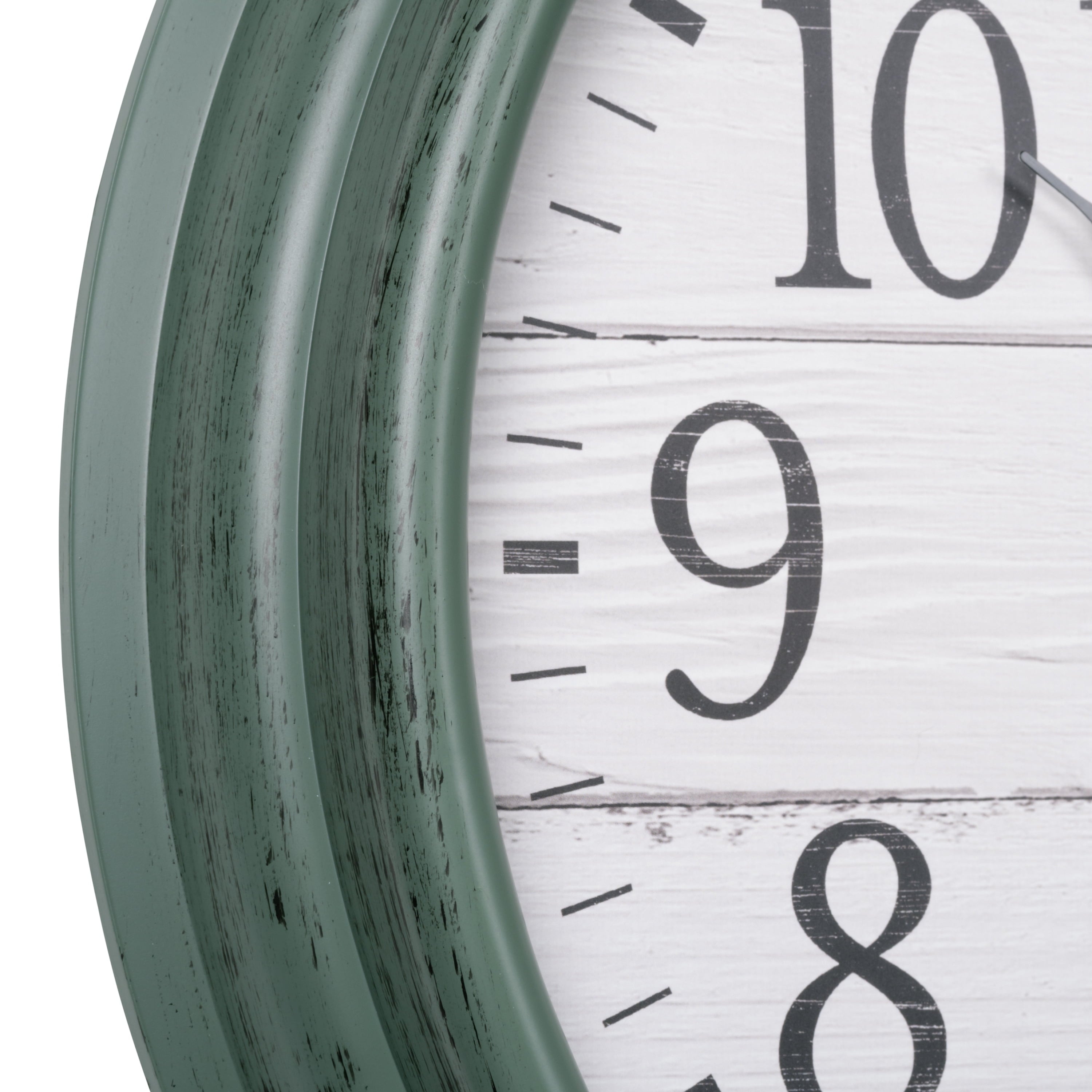 La Crosse Clock 15.75-inch Indoor/Outdoor Green Sagebrook Quartz Analog Clock with Temp, 404-3840SG