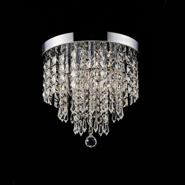 11 in. 5-Light Chrome Flush Mount Chandelier with K9 Crystals