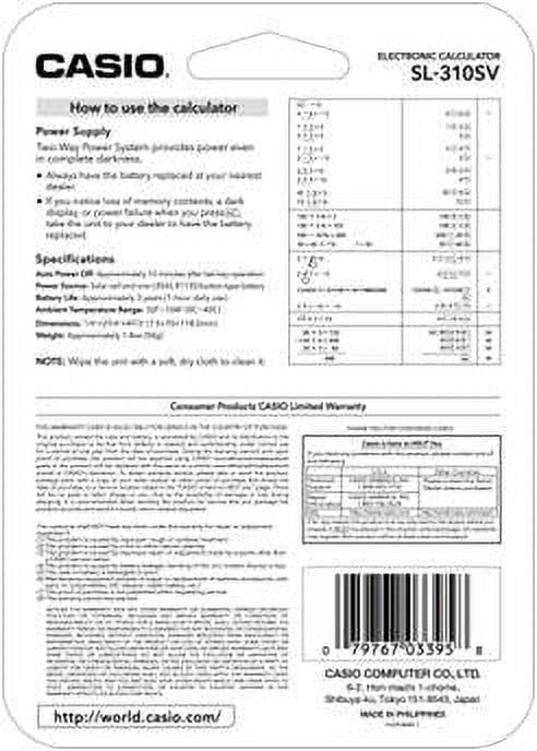 Casio SL-310SV Ultra Thin 10-Digit Wallet Size Calculator