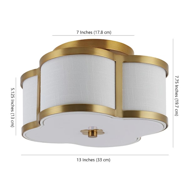 Quatrefoil 13 in. Brass Gold Metal Shade Scalloped Classic Glam LED Flush Mount