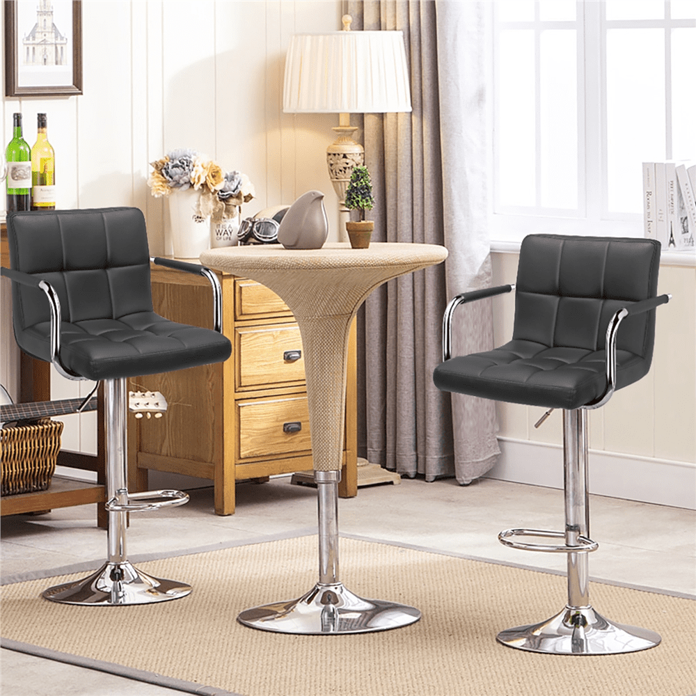 Alden Design Adjustable Modern Faux Leather Bar Stools with Swivel, Set of 2, Gray