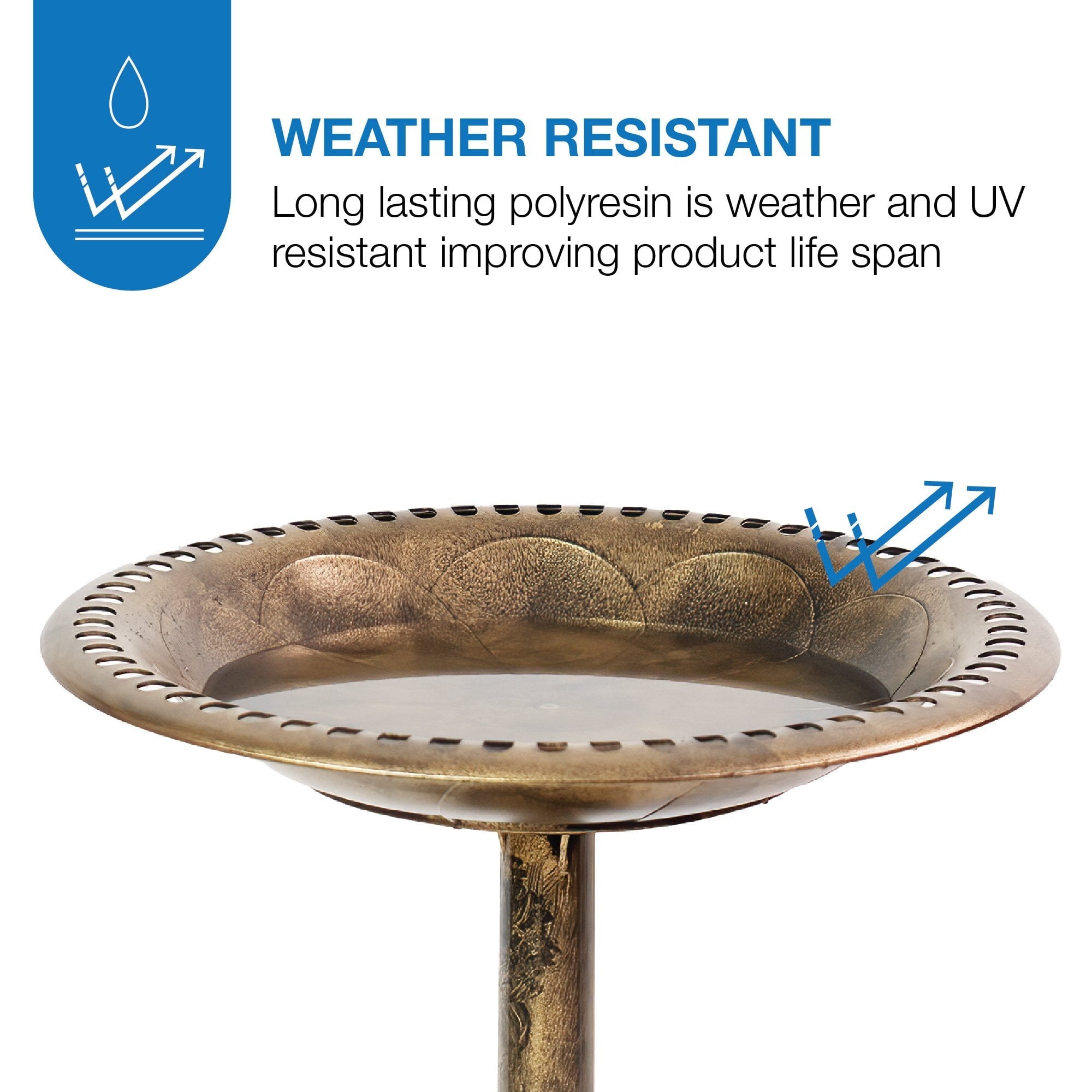 Patio Premier 28 inch Height Brushed Bronze Bird Bath with Planter