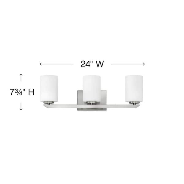 Kyra 24.0 in. 3-Light Brushed Nickel Vanity Light