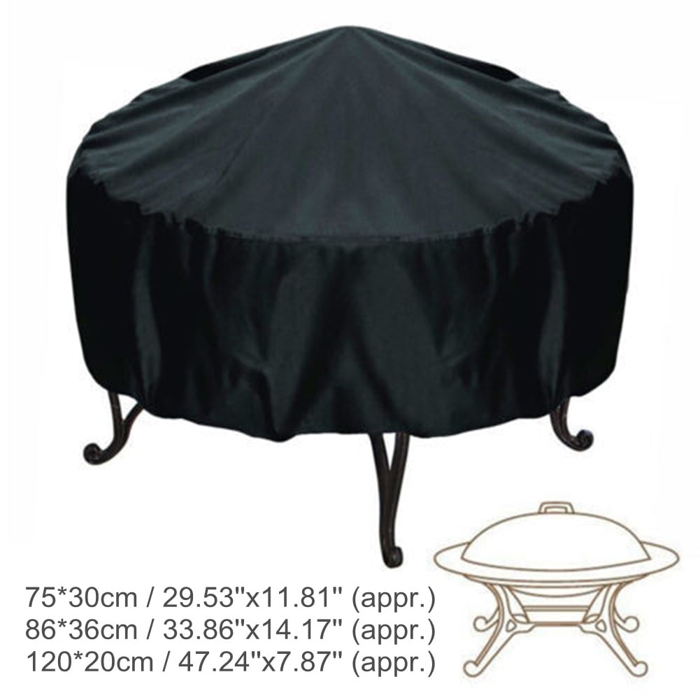 Patio Round Fire Pit Cover Waterproof UV Protector Grill BBQ Cover Outdoor Yard