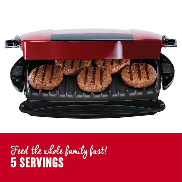 5 Serving Red Removable Plate and Panini Press Grill