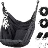 Livhil Hammock Chair Hanging Rope Hammock Swing Chair, Max 300 lbs Portable Hanging Hammock Chair with Pocket- Perfect for Outdoor, Home, Bedroom, Patio, Yard ,Balcony (Dark Gray)