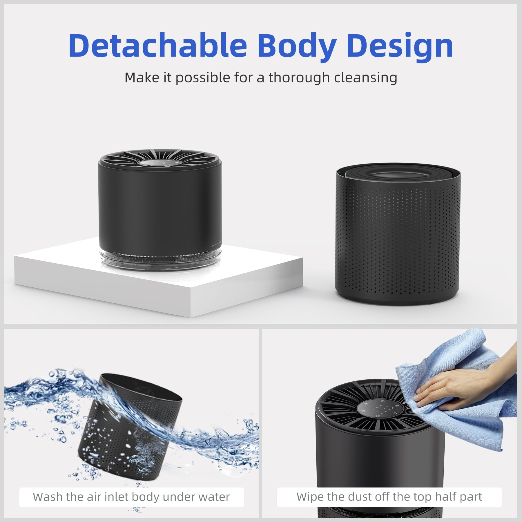 BREEZOME HEPA Air Purifier with Light Extra Large Room (620 Sq. Ft), Black