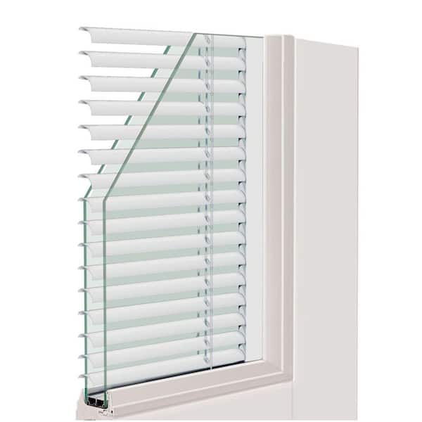72 in. x 80 in. Smooth White Left-Hand Composite PG50 Sliding Patio Door with Low-E Built in Blinds