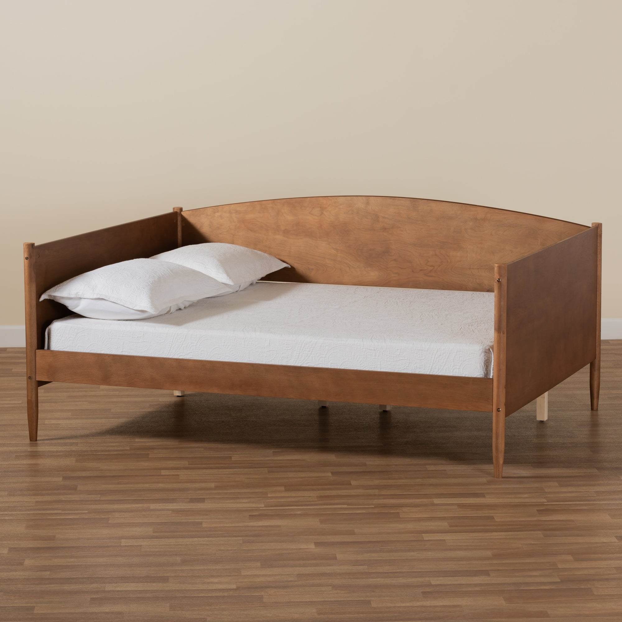 Baxton Studio Veles Mid-Century Wood Daybed, Full, Ash Walnut
