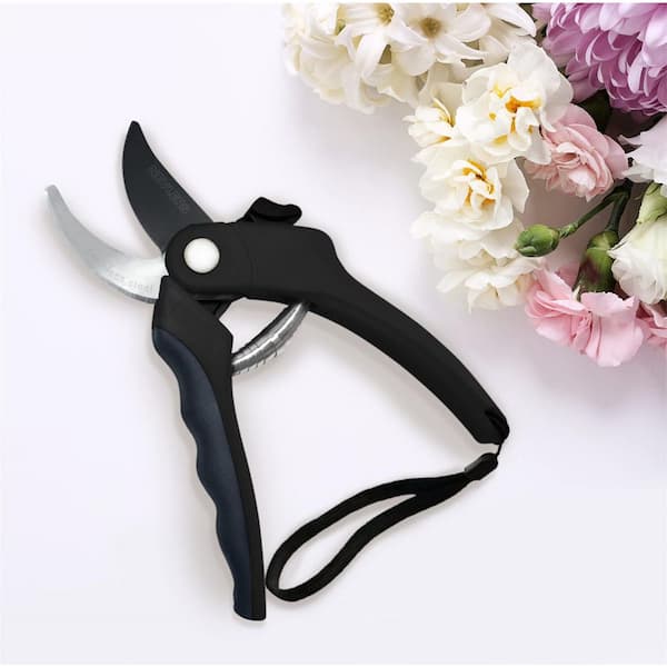 Black 8 in. Professional Heavy-Duty Bypass Pruning Shears Hand Pruner for Gardening