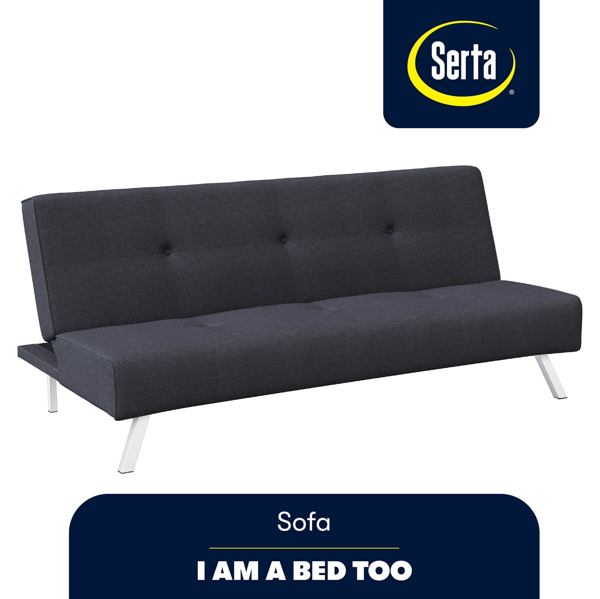 Serta Shirley Modern Tufted Futon, Charcoal Gray Fabric