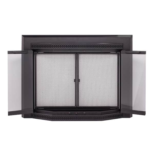 Gavin Small Black Glass Fireplace Doors
