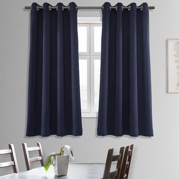 Navy Blue Rod Pocket Room Darkening Curtain - 50 in. W x 63 in. L (1 Panel)